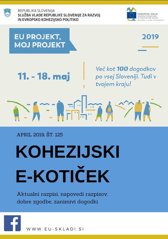 Izšla je aprilska številka Kohezijskega e-kotička Izšla je aprilska številka Kohezijskega e-kotička