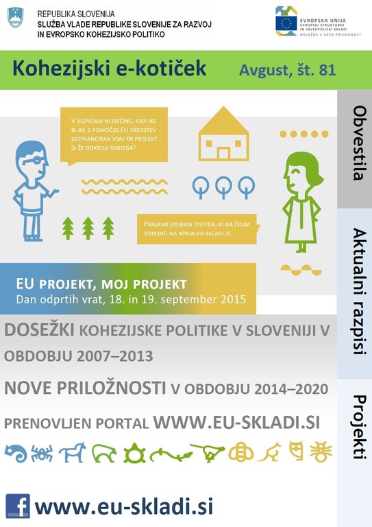 Izšla je avgustovska številka Kohezijskega e-kotička Izšla je avgustovska številka Kohezijskega e-kotička