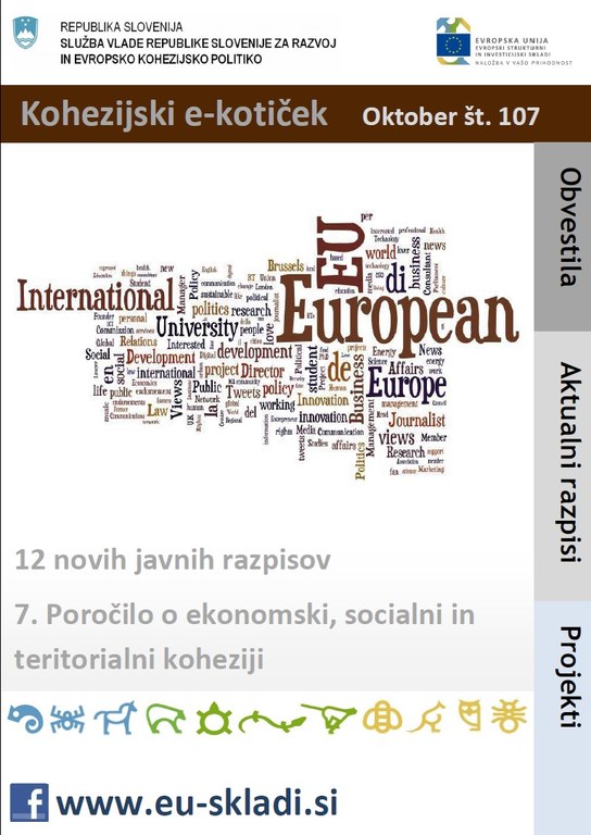 Izšla je oktobrska številka Kohezijskega e-kotička Izšla je oktobrska številka Kohezijskega e-kotička