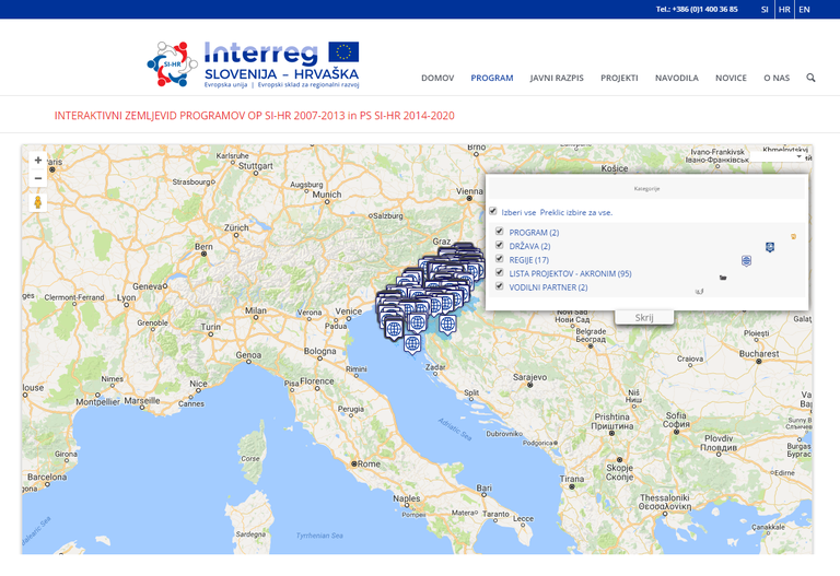 Objavljen interaktivni zemljevid partnerjev in projektov, sofinanciranih v okviru čezmejnega sodelovanja Slovenija-Hrvaška Objavljen interaktivni zemljevid partnerjev in projektov, sofinanciranih v okviru čezmejnega sodelovanja Slovenija-Hrvaška